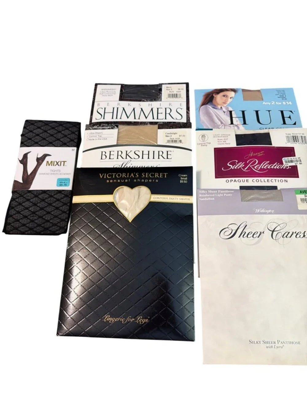 7 Pair Tights Pantyhose Victorias Secret Sensual Shapers Hanes Berkshire NEW